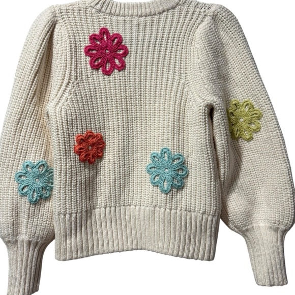 Rails Romy Sweater Ivory Multi Colored Daisies Chunky  Knit Crochet XS - Current - Picture 7 of 9